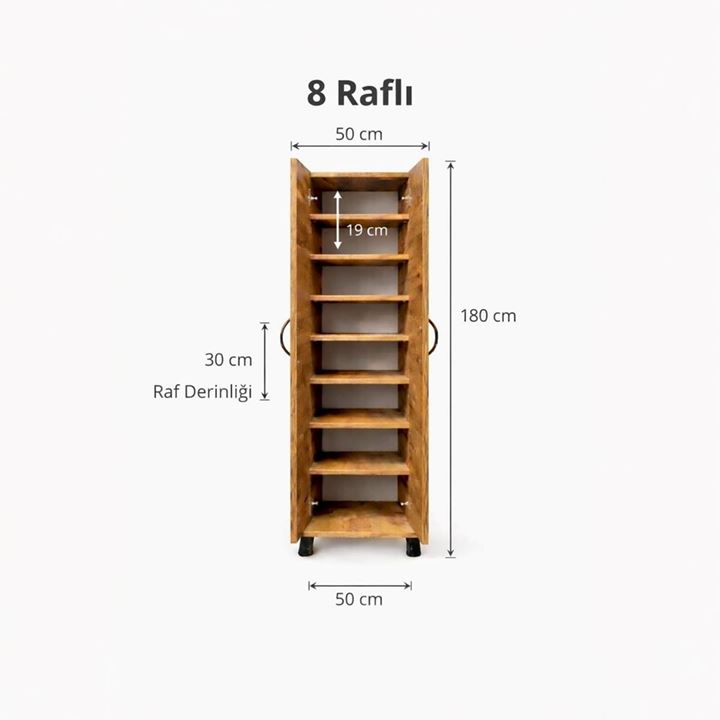 8 Raflı Çok Amaçlı Dolap - Erzak Dolabı-Ayakkabılık Barok