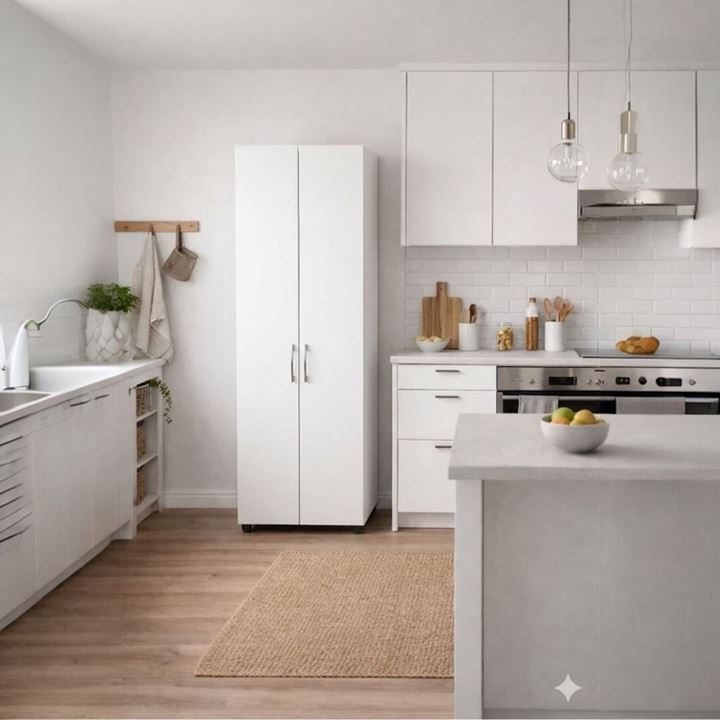 8 Raflı Çok Amaçlı Dolap - Erzak Dolabı-Ayakkabılık Beyaz