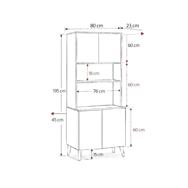  Yeni Nesil Çok Amaçlı Dolap 4 Kapaklı Kiler Mutfak Dolabı - Kahve Köşesi-Beyaz