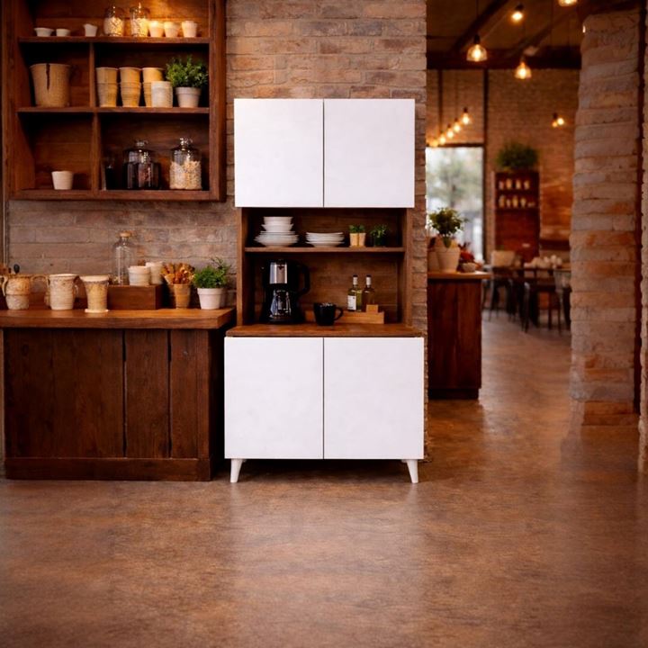  Yeni Nesil Çok Amaçlı Dolap 4 Kapaklı Kiler Mutfak Dolabı - Kahve Köşesi1