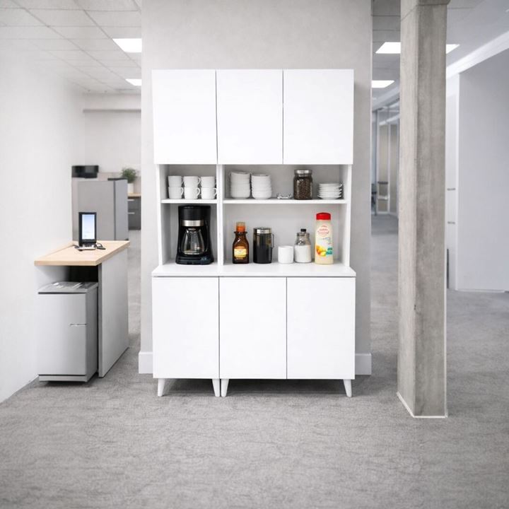  Yeni Nesil Çok Amaçlı Dolap 6 Kapaklı Kiler Mutfak Dolabı - Kahve Köşesi-Beyaz