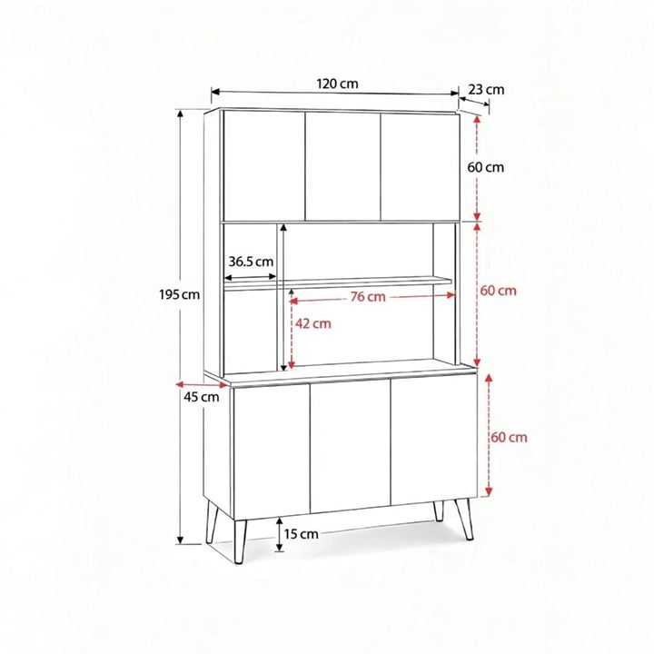  Yeni Nesil Çok Amaçlı Dolap 6 Kapaklı Kiler Mutfak Dolabı - Kahve Köşesi-Beyaz