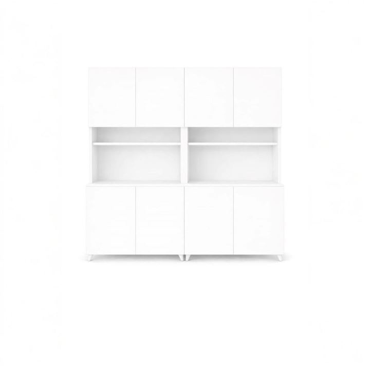  Yeni Nesil Çok Amaçlı Dolap 8 Kapaklı Kiler Mutfak Dolabı - Kahve Köşesi-Beyaz