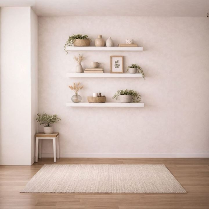 30 mm 3'lü Uçan Duvar Rafı Set Gizli Raf- Beyaz