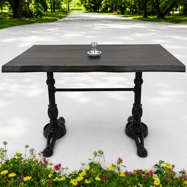 CAFE MASA KÖKNAR Kütük Masa SİYAH ASLAN AYAK