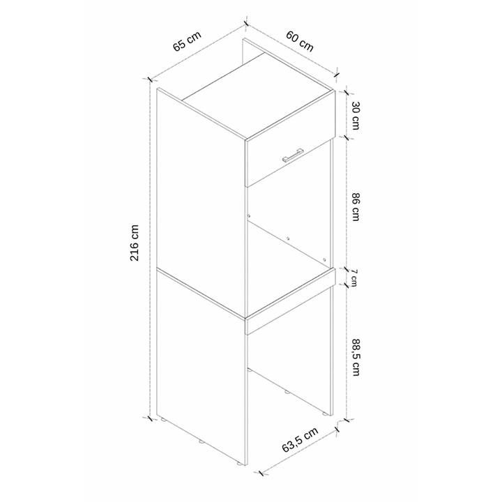 Çamaşır Ve Kurutma Makinesi Dolabı Çekmeceli Banyo Dolabı Beyaz 