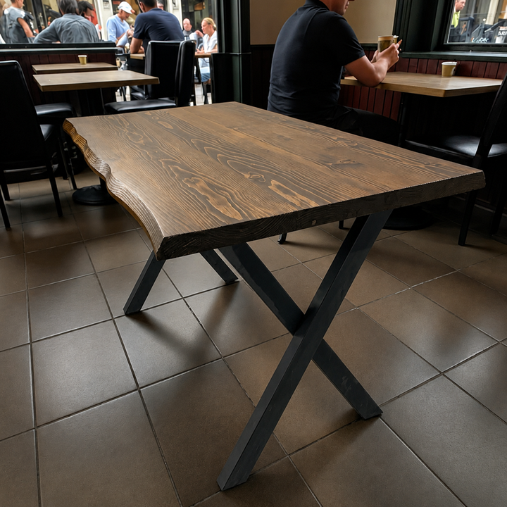 Köknar Cafe Masası Ceviz Rengi X Ayaklı