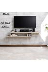Dekoratif Raflı Duvar Tv Ünitesi  Z Raf Traverten