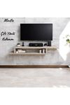 Dekoratif Raflı Duvar Tv Ünitesi  Z Raf Traverten