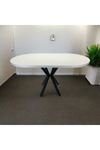 Oval Yemek Masası 6 Kişilik 160 x 90 BEYAZ