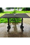 CAFE MASA KÖKNAR Kütük Masa SİYAH ASLAN AYAK 160x80