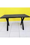 CAFE MASA SİYAH KÖKNAR Kütük Masa X AYAK SİYAH 140x70