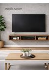 Dekoratif Raflı Duvar Tv Ünitesi Üç Bölmeli Atlantik Çam 90