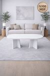 Oval Salon Yemek Masası Mantar Ayak 36mm Kalın Kenarlı 180x90 -Beyaz