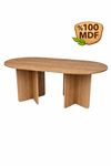 Oval Salon Yemek Masası Kare Ayak 36mm Kalın Kenarlı 180x90 -Afrika Ceviz