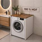 Çamaşır Makinesi Kapaksız Banyo Dolabı Mat Beyaz - Barok