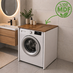 Çamaşır Makinesi Kapaksız Banyo Dolabı Mat Beyaz - Barok