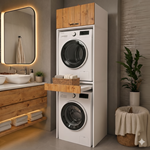 Çamaşır Ve Kurutma Makinesi Dolabı Çekmeceli Banyo Dolabı ATLANTIK ÇAM